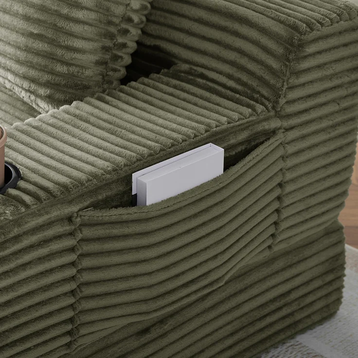 ZUBALIYA Sofa mit LED - Beleuchtung, mit Stauraum, mit Cordbezug, mit breiten Armlehnen, ohne aufwendige Montage – Bild 16
