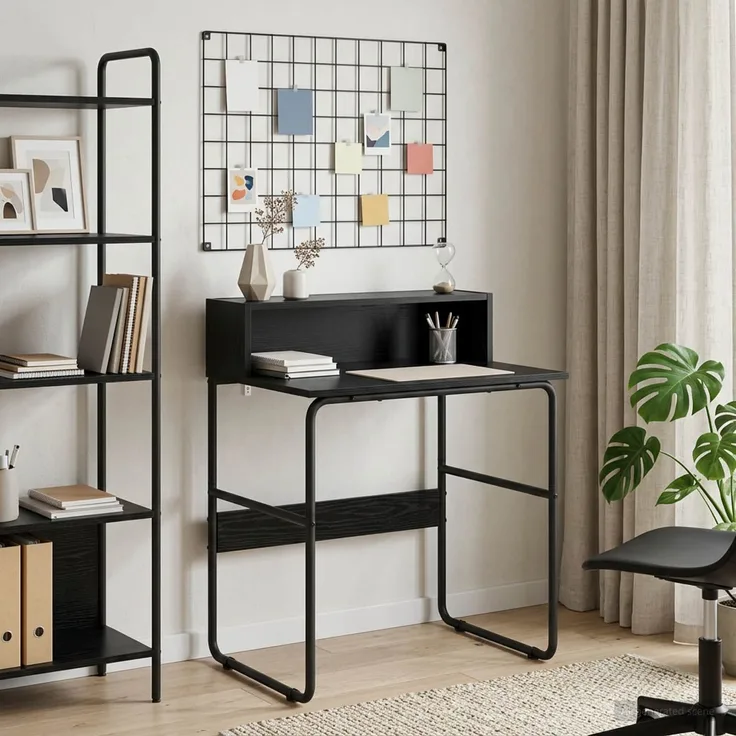 vidaXL Schreibtisch mit Stauraum Schwarz Eichen-Optik 60 x 50 x 91 cm 8008014