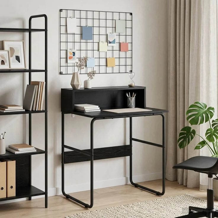 vidaXL Schreibtisch mit Stauraum Schwarz Eichen-Optik 60 x 50 x 91 cm 8008014 – Bild 1