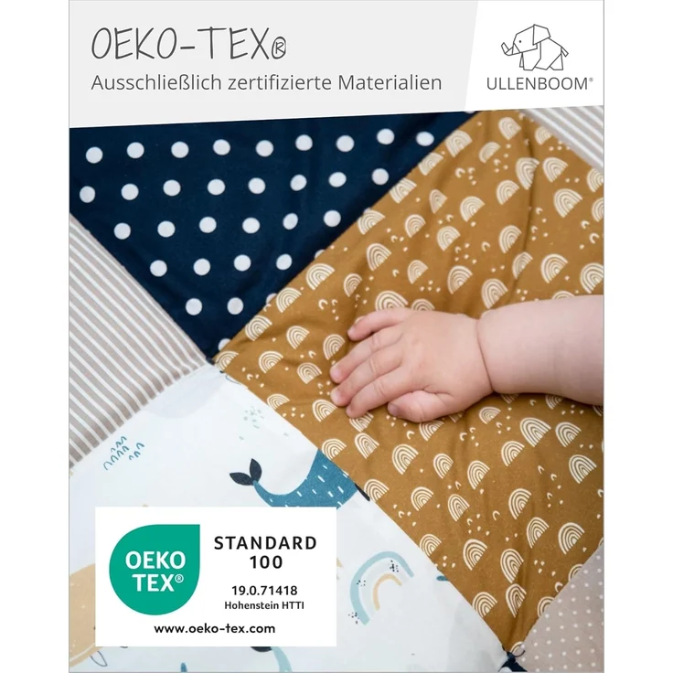 ULLENBOOM Krabbeldecke für Baby mit Personalisierung, 100% OEKO-TEX Materialien, Wale 100x100 cm - Babydecke mit Namen und Datum, ideal als Spieldecke und personalisiertes Baby Geschenk zur Geburt – Bild 4