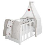 roba Komplettbettset 'Adam & Eule' 70 x 140 cm - inkl. Bettausstattung - Höhenverstellbar - Holz weiß