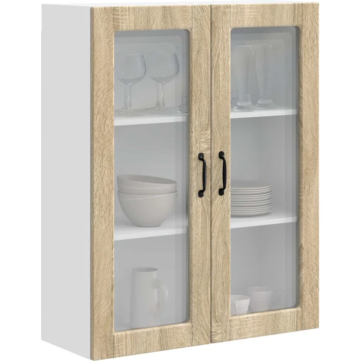vidaXL Wandglas-Schrank PORTO Sonoma-Eiche 80 x 31 x 100 cm 885507 – Bild 3