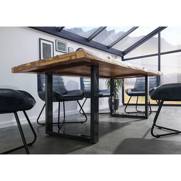 Baumtisch Sheesham 180x90x77 natur sandgestrahlt / U-Beine anthrazit glänzend FREEFORM 5 – Bild 3