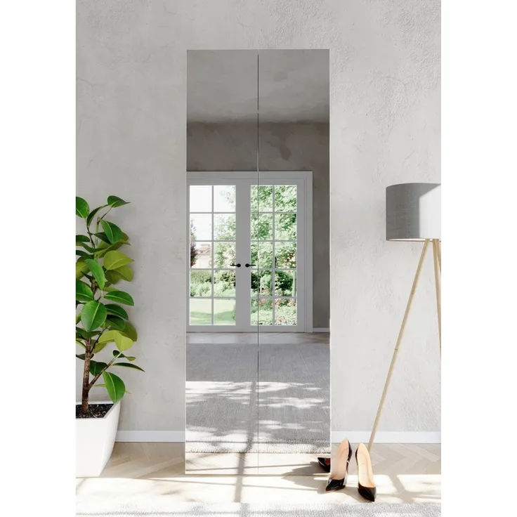OTTO home Schuhschrank SMILE Höhe 184 cm, Weiß Hochglanz lackiert mit 2 Spiegeltüren, Schuhregal mit 7 Ebenen, Metallgriff, viel Stauraum, 4 Böden variabel