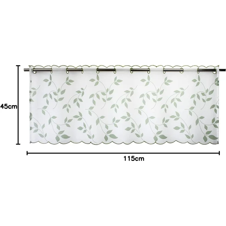 Delindo Lifestyle Scheibengardine Blätter (1 St), Stangendurchzug, transparent, Voile, mit Stangendurchzug für die Küche – Bild 6