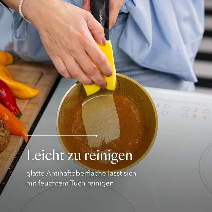 FLORINA AMVEGAN Aluminium Kasserolle 16 cm I 1,1L I Hohe Haltbarkeit I Olivenöl-Keramikbeschichtung I Einfaches Kochen & Spülen I Für alle Herdarten I Originales Design – Bild 8