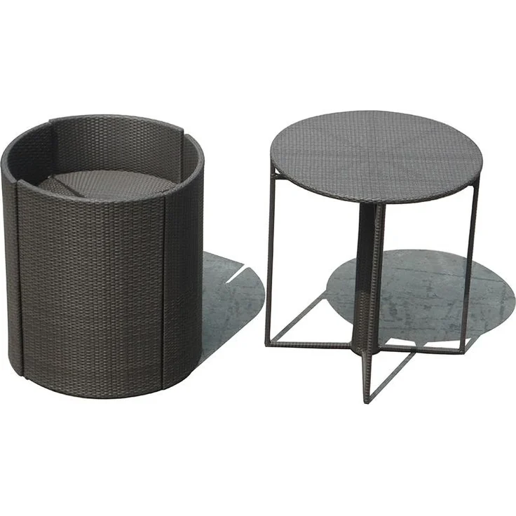 PureHaven Bar-Set 100x110 cm wetterbeständiges Polyrattan elegantes Design für bis zu 4 Personen inkl. Sitzauflagen Tisch mit Glasplatte grau – Bild 8