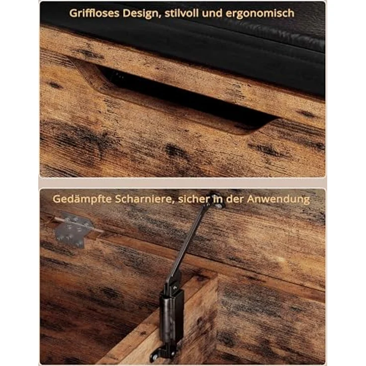 IRONCK Schuhbank mit Sitzfläche, Sitzbank mit Stauraum, Schuhschrank,100 x 30 x 62 cm, 3 offene Fächer, Kunstleder, 130kg belastbar, Schuhregal für Eingang,Flur,Wohnzimmer,Schlafzimmer (Vintagebraun) – Bild 8