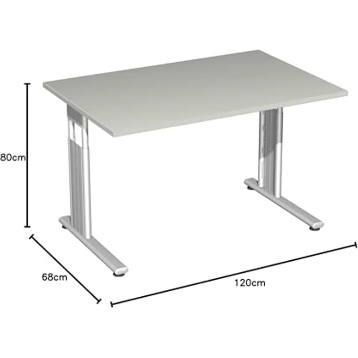 Geramöbel Schreibtisch Flex S-617102-LS 120x80x68-82cm lichtgrau/silbe – Bild 3
