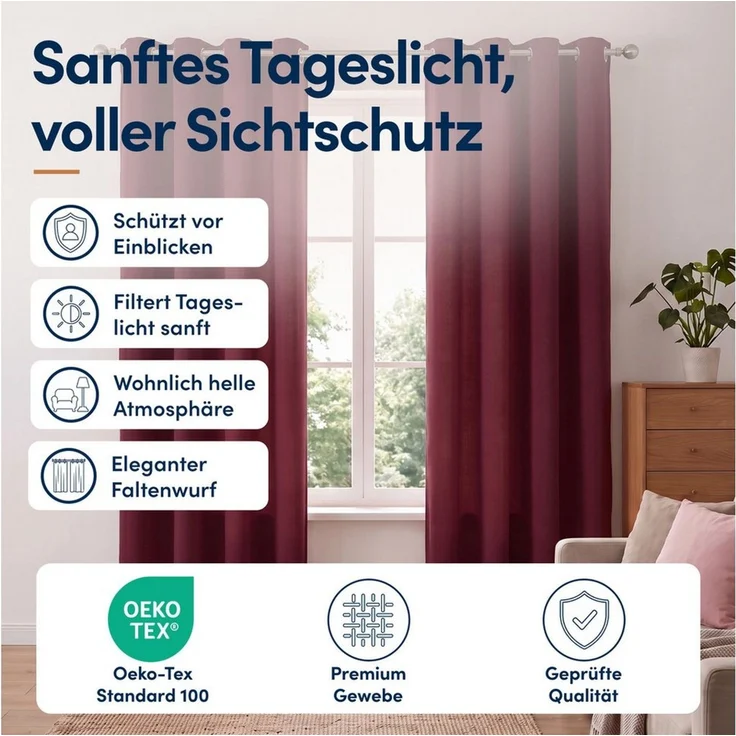 Stoffschmiede Gardine Blickdicht - Kräuselband & Ösen, Ösen – Bild 2