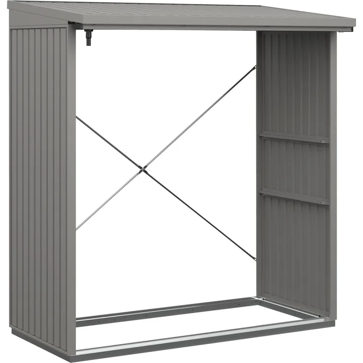 Hörmann Ecostar Metall Kaminholzregal Trend Typ 2, graualuminium, 181 x 103 x 198 cm (T x B x H)