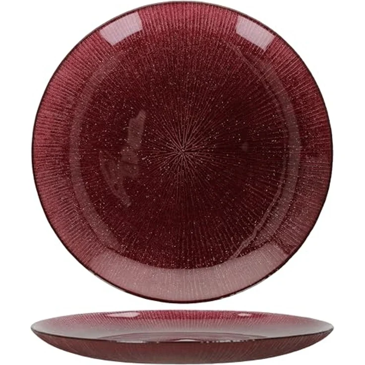 MamboCat Frühstücksteller 6x Suez Kuchenteller Ø21,2cm Glas Rot Glitzer Dessert Weihnachten – Bild 3