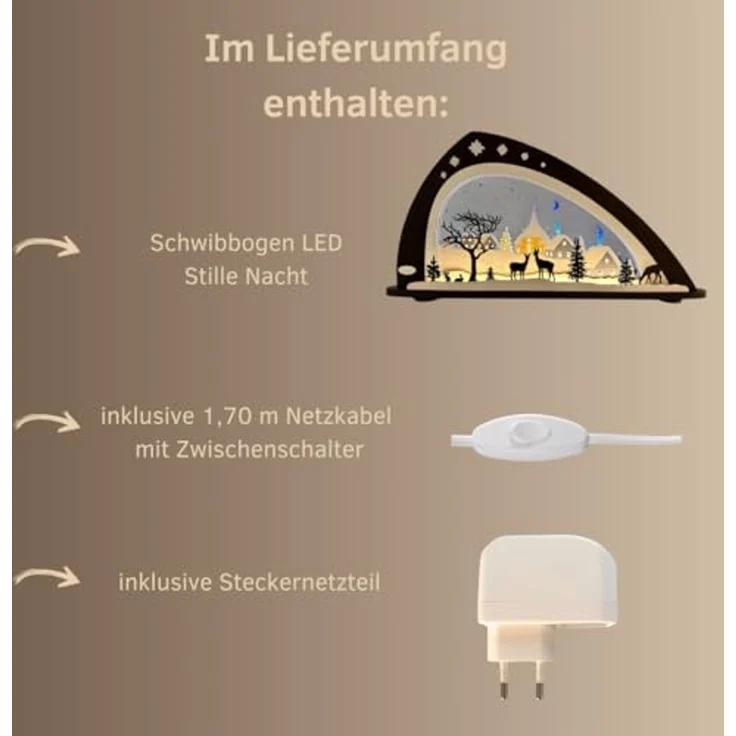 Weigla LED Schwibbogen Stille Nacht, Erzgebirge garantiert, aus Buchenholz & Acrylglas – Bild 3