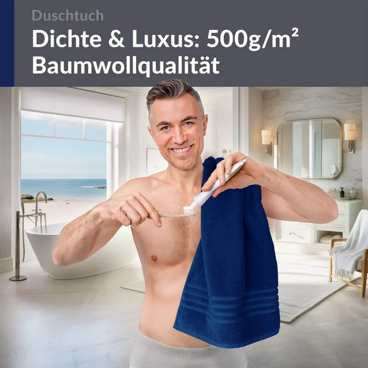 Lashuma Duschtuch - London Premium, Frottee (1-St), Badetuch 70x140 cm, 100% Baumwolle Made in Portugal – Bild 1