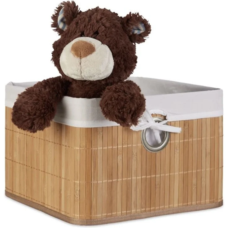 Relaxdays 2x Aufbewahrungskorb Bambus, natur – Bild 1