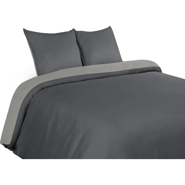 Utopia Bedding Bettwäsche 200x200 Set - Mikrofaser Bettbezug 200x200 cm + 2 Kissenbezüge 80x80 cm - Dunkelgrau/Hellgrau – Bild 4