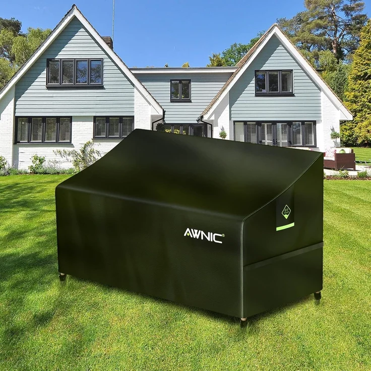 Awnic Bank Abdeckung Schutzhülle für Gartenbank 3 Sitzer Reißfest Wasserdicht Anti-UV (reißfestes Oxfordgewebe, 2-Sitzer Bank 420D) – Bild 7