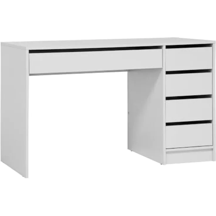 Beautysofa Schreibtisch Malta 120 cm, Funktionales Design mit Schubladen, rechts/links montierbar, Weiß oder Kaschmir, wahlweise mit oder ohne Griffe