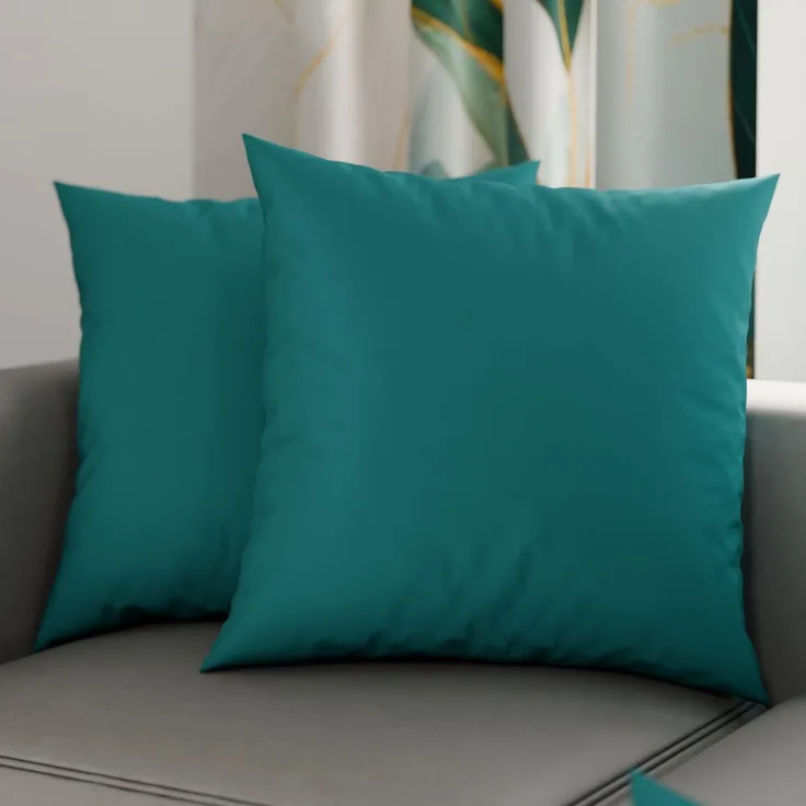 Petti Artigiani Italiani - Paar Kissenbezüge 65 x 65 cm aus Mikrofaser, Dekokissen für Schlafzimmer, Sofa, Set mit 2 Kissenbezügen, einfarbig, Tiffany