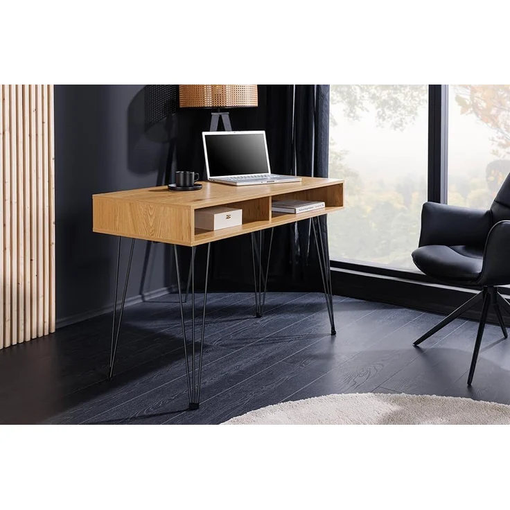 riess-ambiente Schreibtisch STUDIO 110cm natur-Eiche, Stauraum, Hairpin, homeoffice, platzsparend (Einzelartikel, 1-St), Industrial Laptoptisch - ideal für Studio, Wohn- oder Arbeitszimmer – Bild 2