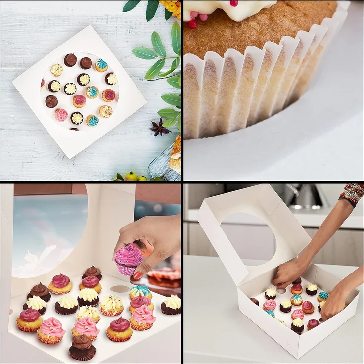 Kurtzy Kuchentransportbox Weiße Cupcake-Box - 5er Pack für 20 Mini-Kuchen, Silikon, (5-tlg) – Bild 5