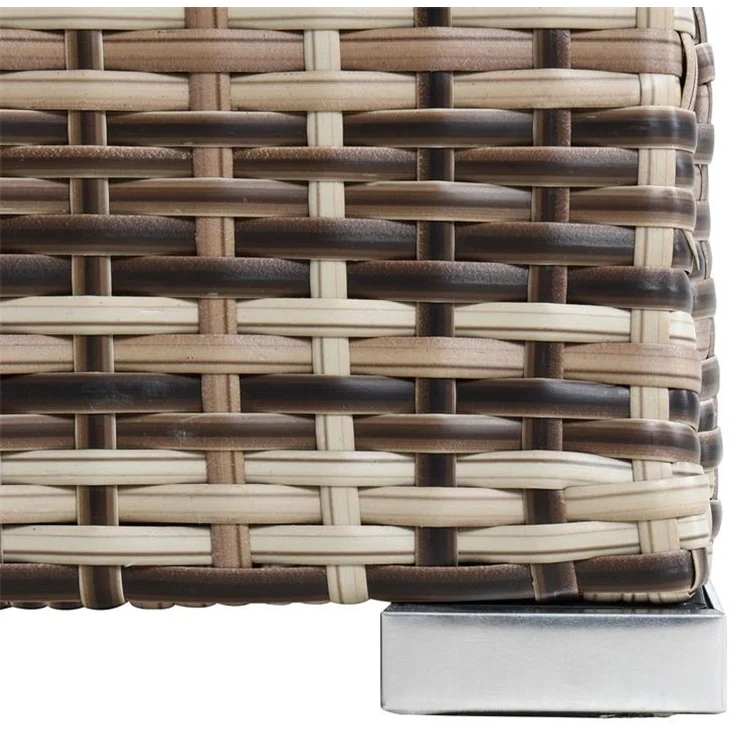 Rattanhocker Gartenhocker Hocker XXL Stuhl Polyrattan Sitzhocker Beige-Braun – Bild 9