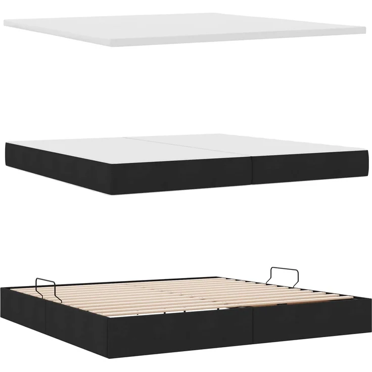 vidaXL LED-Speicherbett mit Matratze Schwarz 200 x 200 cm Stoff 3371168 – Bild 8