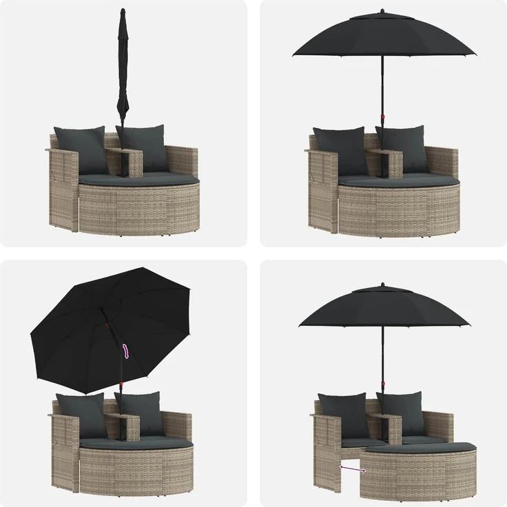 vidaXL Garten-Sofa 8 pcs Hellgrau und Dunkelgrau Poly-Rattan 42025901 – Bild 11