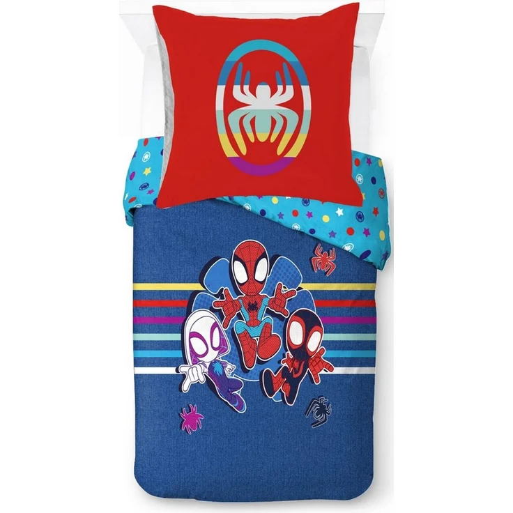 MARVEL Kinderbettwäsche Marvel Spidey Bettbezug-Set 135x200 cm + Kissenbezug 80x80 cm, Washed Cotton, 2 teilig, 100 % Baumwolle, maschinenwaschbar, wendbar – Bild 5