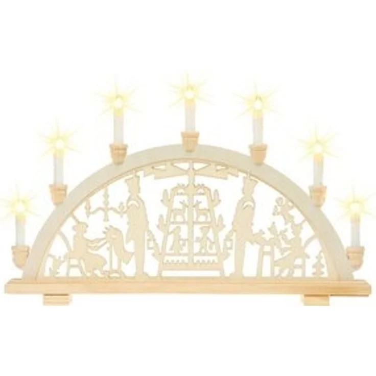 SIKORA Schwibbogen LB10-7 Lichterbogen GUTE STUBE mit Spinnfrau Bergmann Motiv 57 cm, Innen Deko mit LED Beleuchtung und klassischem Weihnachtsmotiv – Bild 6