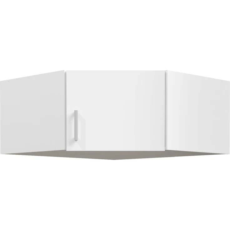 Forte ECONOBOX Schrankaufsatz 90, 1-türiger Drehtürenschrankaufsatz für Eckschrank, Holzwerkstoff, Weiß, 89,5 cm breit, 38,1 cm hoch, 89,4 cm tief – Bild 2