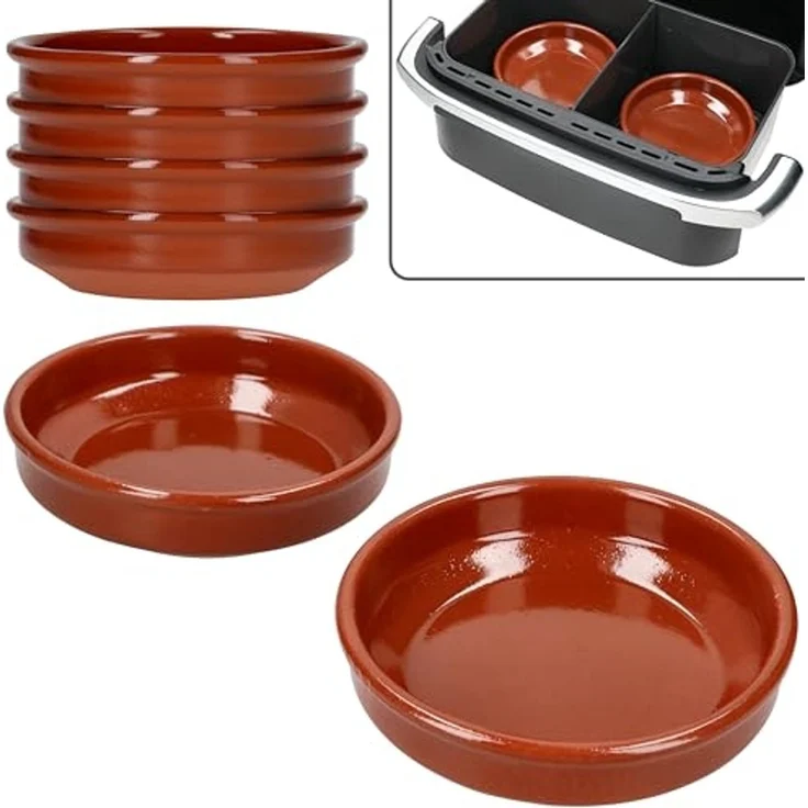 MamboCat Auflaufform MamboCat 6er Set Airfryer Tonschalen rund Ø16 cm 250ml Cazuela Tapas, Ton – Bild 3
