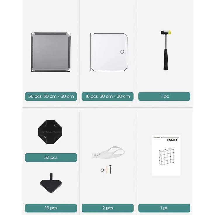 Songmics Regalsystem, Schuhregal, Set aus 16 Würfeln, Kleiderschrank aus Kunststoff, mit Türen, Steckregal, Aufbewahrung von Kleidung, Schuhen und Büchern, einfache Montage, grau LPC443G01 – Bild 8