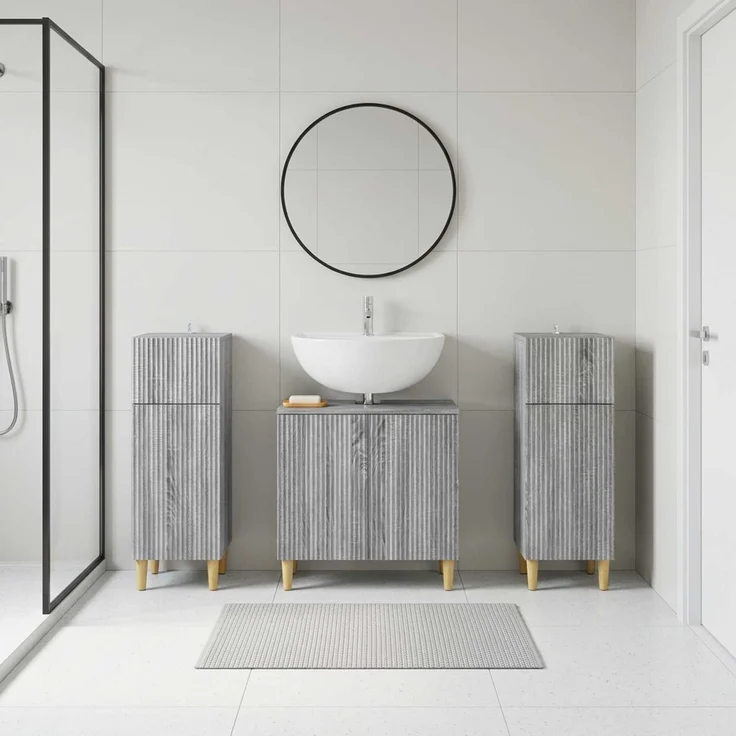 vidaXL 3-teiliges Badezimmer-Schranksystem ARNHEM 3 stk. Sonoma-Grau 3418014 – Bild 1