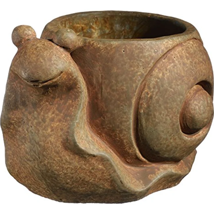 Classic Home and Garden Cement Buddies Pflanzgefäß lächelnde Schnecke, für Innen- und Außenbereich, mit Ablaufloch, Rostbraun, groß, ca. 20,5 cm – Bild 2