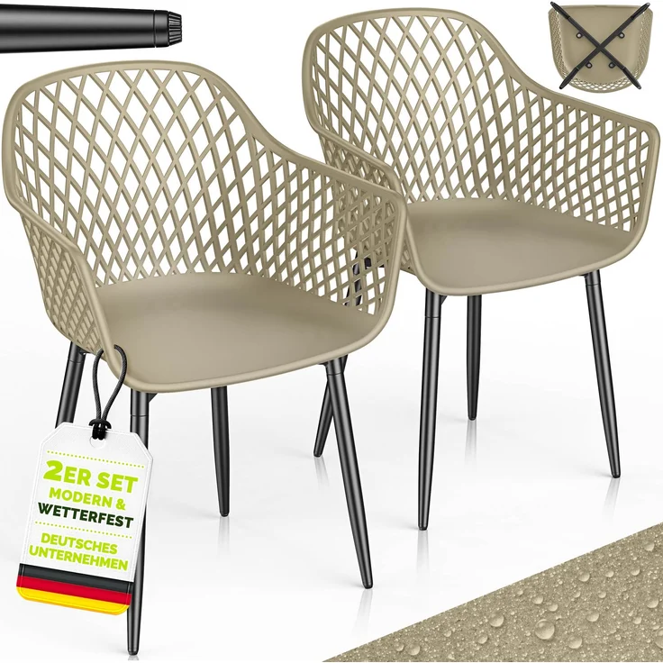 tillvex® Gartenstuhl 2er Set Wetterfest mit Armlehne | Outdoor Stühle bis 120kg belastbar | Gartenstühle UV-beständig | Terrassenstuhl Gartenmöbel Terrasse Balkon Outdoor Garten – Bild 6