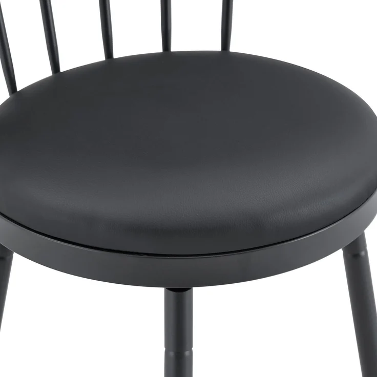 Barhocker 96x39x39 cm im 1er-Set, Windsor-Rücken, gepolsterter PU-Sitz, Schwarz – Bild 8