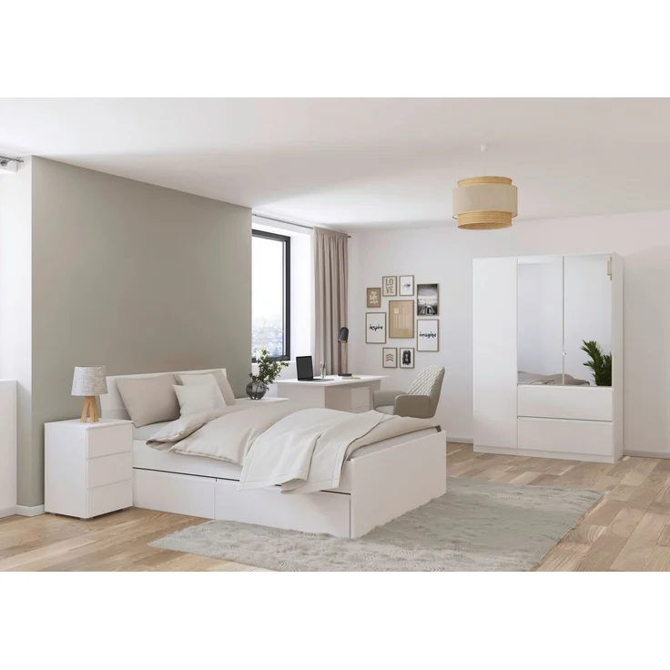 rauch Jugendzimmer-Set Komplettzimmer Schlafzimmer-Set (5-St) Jugendzimmer-Set JOEL, (Set, 5-tlg, Bett 90x200 oder 140x200 cm, Ausstattungspakete BASIC/CLASSIC/PREMIUM), Bett 2 Breiten,Nachttisch,Tisch,Rollcontainer,Schrank MADE IN GERMANY – Bild 2