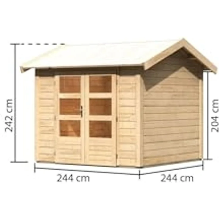 Karibu Holz Gartenhaus "Theres 3", naturbelassen, 2,4x2,4 m (B x T),ohne Anbaudach – Bild 3