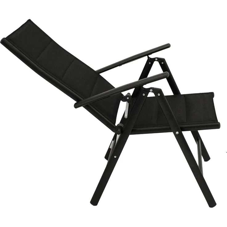 DEGAMO LAGOS Gartengarnitur, Aluminium, anthrazit/schwarz, 5-teilig (4x Klappsessel, 1x Ausziehtisch 120/162x70cm) – Bild 2