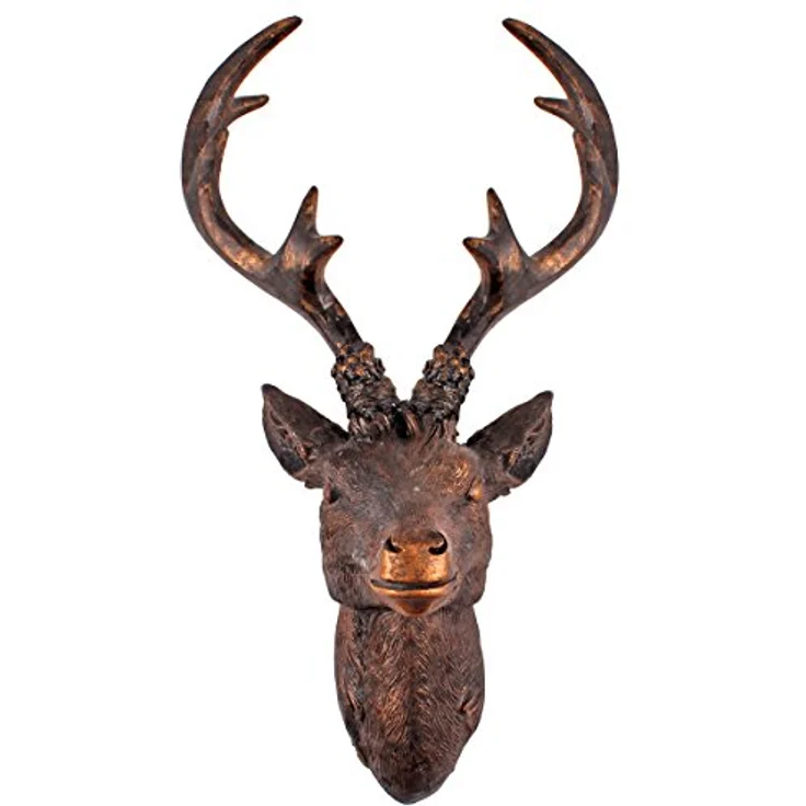 Spetebo Hirschgeweih 10 Ender Wanddeko, Bronze Optik, wetterfest, 30x15 cm – Bild 1