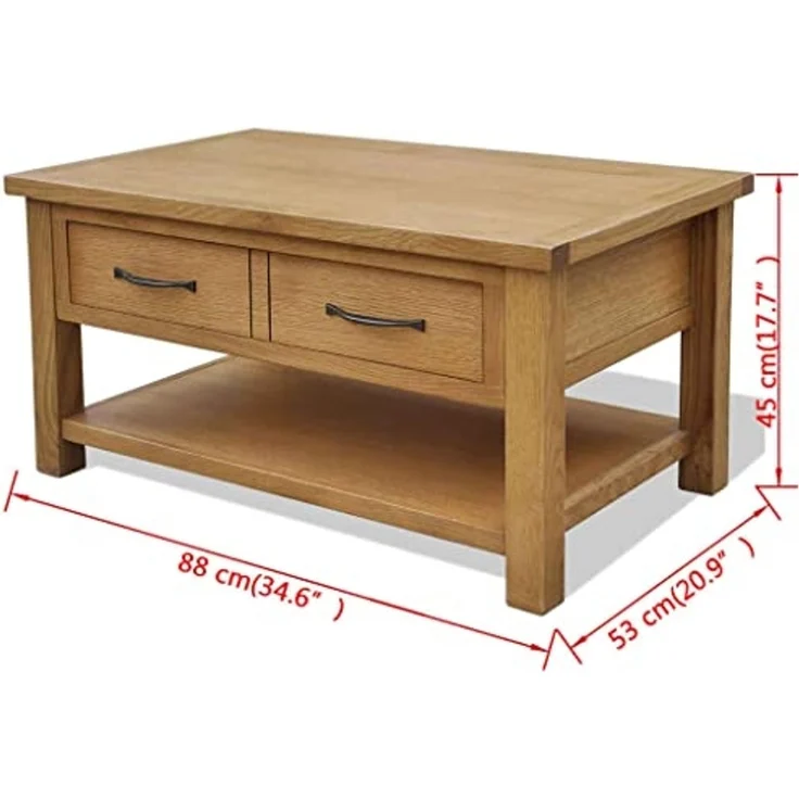 vidaXL Couchtisch 88x53x45 cm Massivholz Eiche 242745 – Bild 6