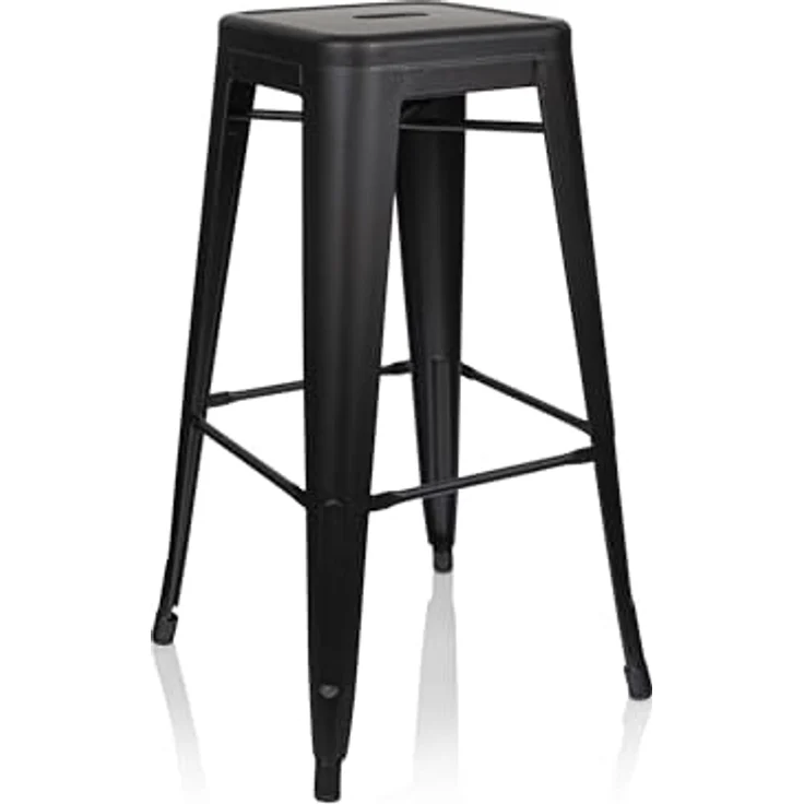 MID.YOU Barhocker Schwarz, Metall, stapelbar und abwischbar, 44x77x44 cm, Esszimmer Barmöbel – Bild 8