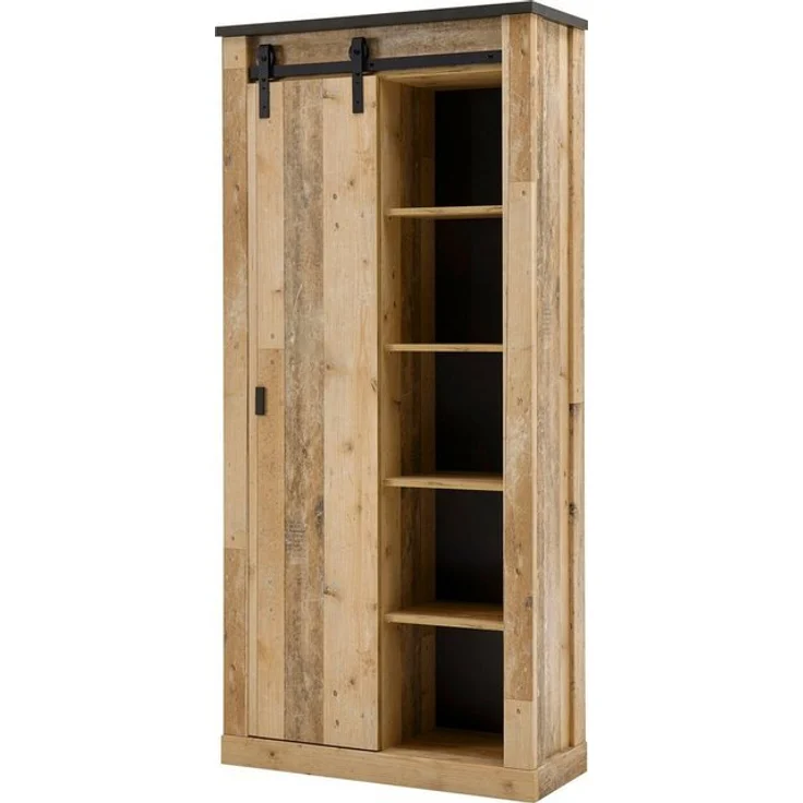 Home affaire Regal SHERWOOD, modernes Holz Dekor, mit Scheunentorbeschlag aus Metall, Höhe 201 cm – Bild 4
