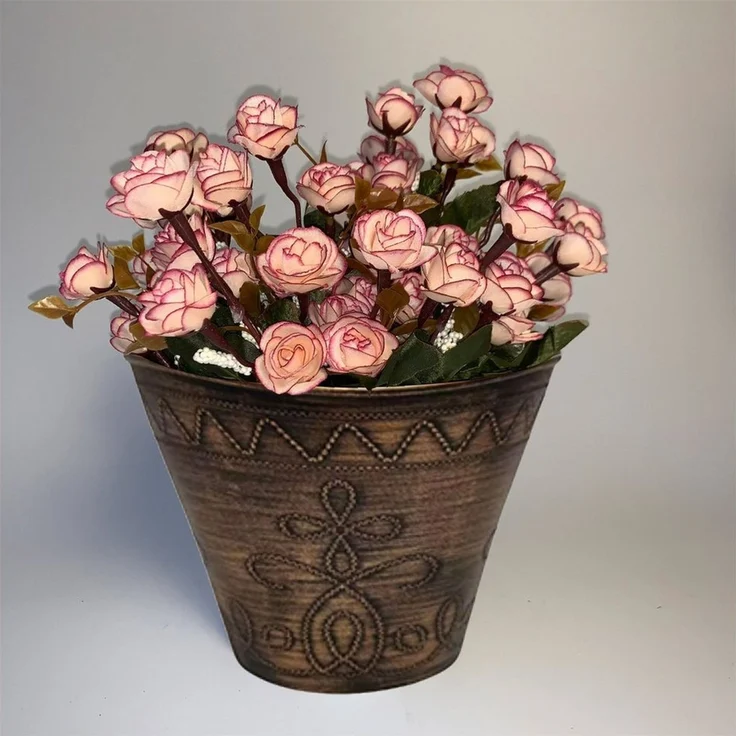 HTI-Living Blumentopf Blumentopf Nessa Ornamente Gold Silber 3er-Set (Set, 3 St, 3 Übertöpfe), Übertopf Kunststoff – Bild 2