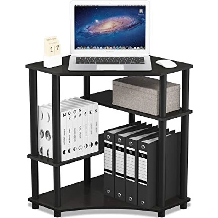 Furinno Turn-N-Tube Platzsparender Eckschreibtisch mit Regalen, Espresso / Schwarz, 57. 2 (Breite) x 72. 4 (Höhe) x 56 (Tiefe) cm – Bild 8