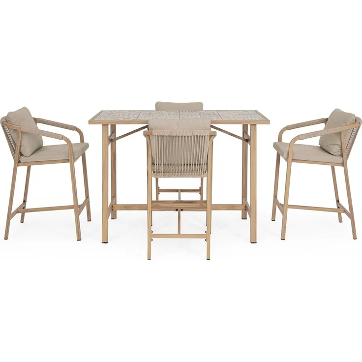 5er Garten-Barset Aremilak - Aluminium Desert Sand, Olefin Taupe – Bild 2