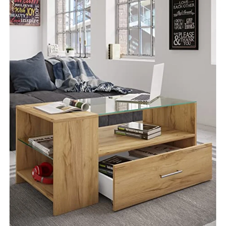 ebuy24 Couchtisch Eiche Wotan, Holzwerkstoff, 100x45x50 cm, ideal für Wohnzimmer – Bild 5