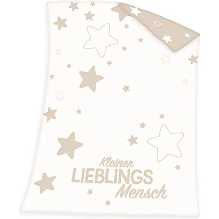 Babydecke Kleiner Lieblingsmensch, Baby Best, mit Schriftzug und Sternen, Kuscheldecke