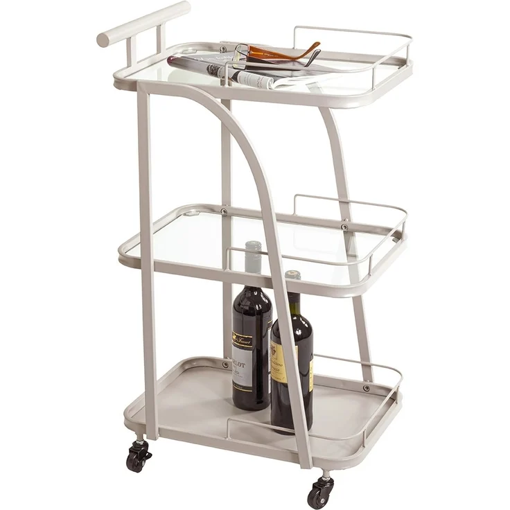 Servierwagen >55189< mit 3 Ablagen,Glas und Kaschmirgrau - 35x79x45 (BxHxT) – Bild 5